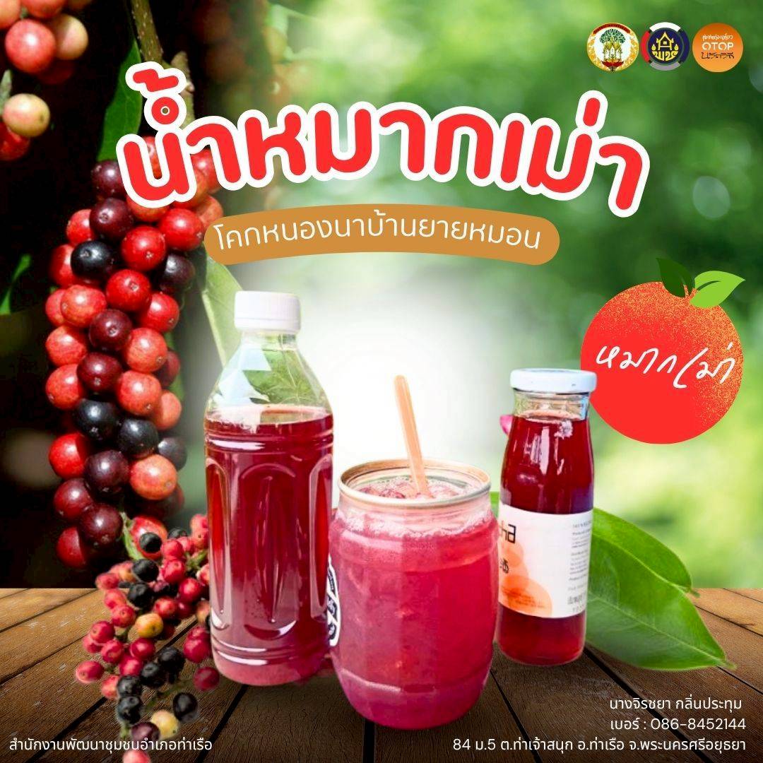 สพอ.ท่าเรือ : ขอแนะนำ"น้ำหมากเม่า"เครื่องดื่มคลายร้อนจาก โคก หนอง นา